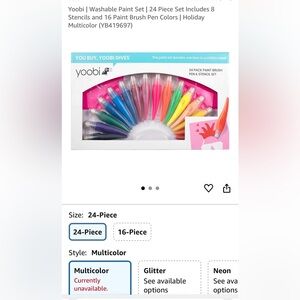 Yoobi Vibrant Paint Brush Set - Pink, Blue, Green, and More. New in box